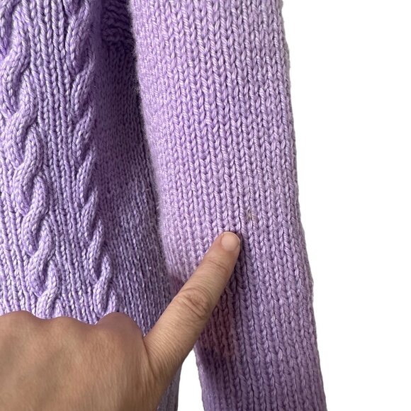 Handmade Cable Knit Midi Length Cardigan Sweater XS S Purple Button Midi Length - Picture 10 of 12